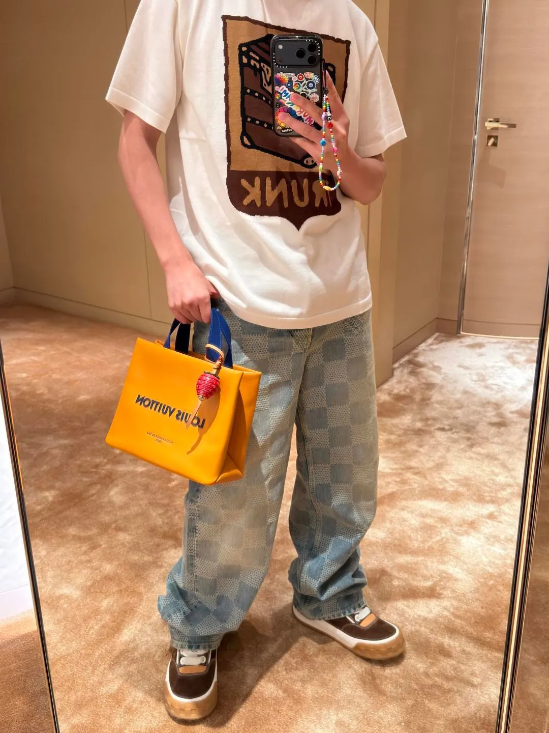 Louis Vuitton/Louis Vuitton 24ss Fei Dong treasure chest jacquard knitted short sleeves
